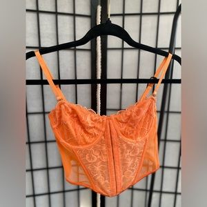 Neon/Bright orange corset lace top